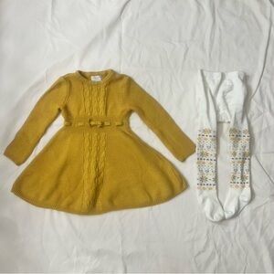 Toddler sweater dress with matching tights